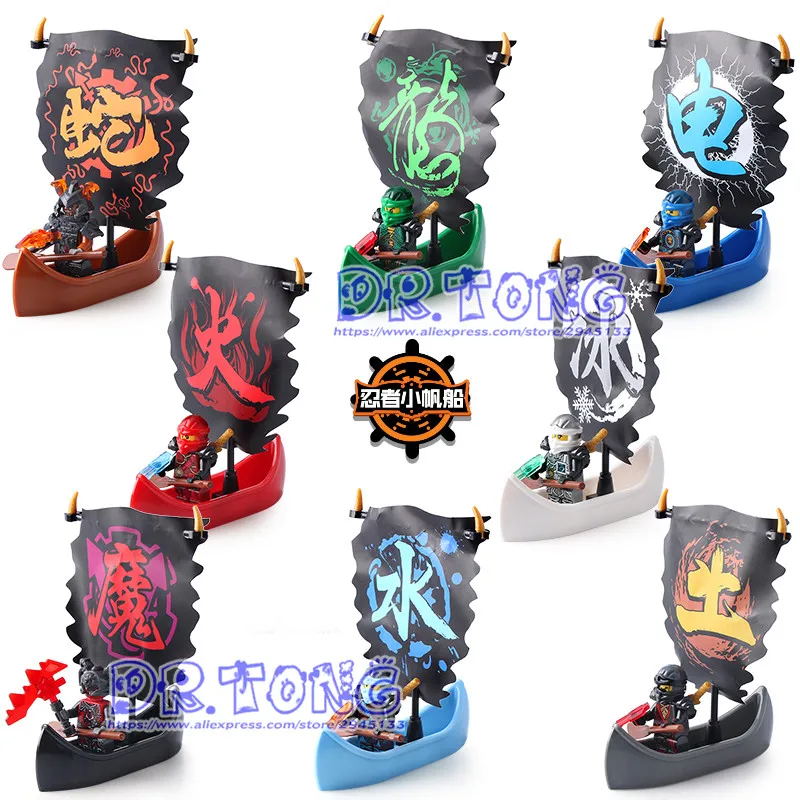 

DR.TONG 80PCS Ninja Toys Set D921,Kai Jay Cole Zane Nya Lloyd with Pirate Boat/Sailboat Building Blocks Bricks Toys Childr Gift