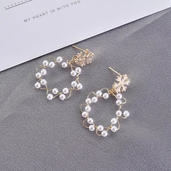 

Natural Beads Fresh Water Baroque Pearl Lapis Lazuli Flower Snowflake Drop Earring For Women Fine Jewellery
