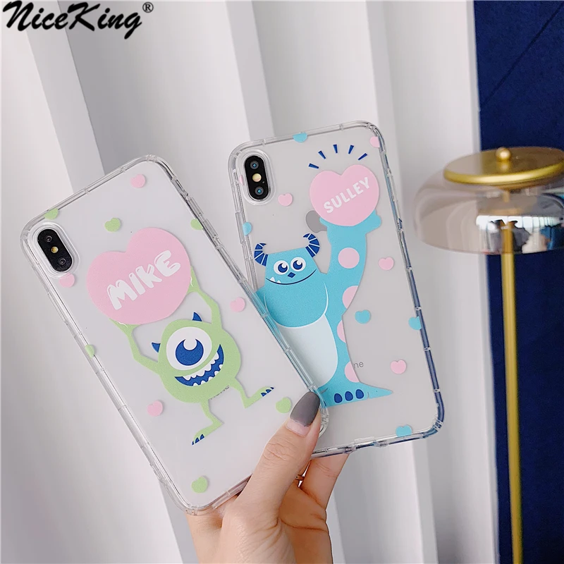 

Niceking Cartoon Monsters University Phone Case For iPhone X XR XS Max 6 6s 7 8 Plus Case Air Cushion Transparent Soft TPU Cover
