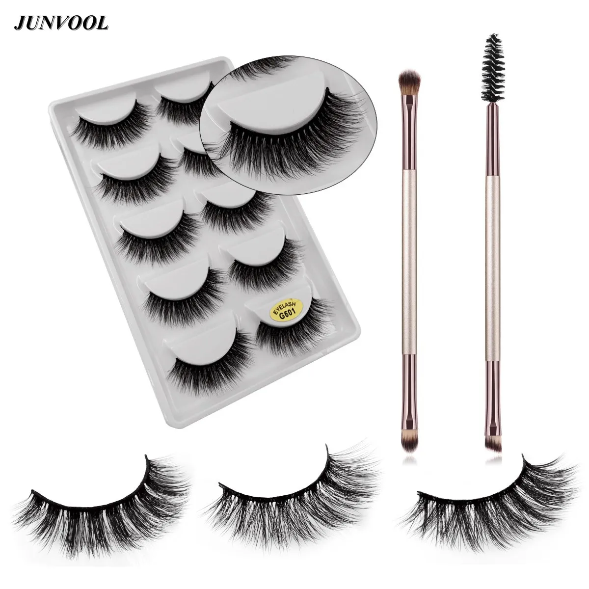 

3D Mink Lashes Eyelash Extension 100% Handmade Thick Volume Long False Lash with Double Eyebrow Brush+Eyebrow Comb Makeup Tools