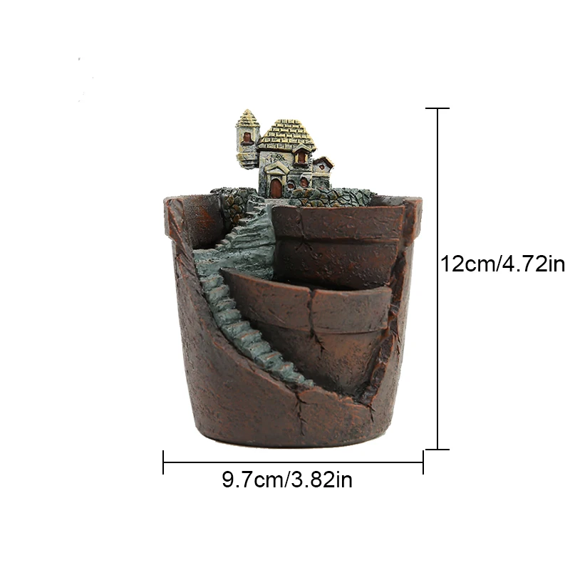 Креативный мини-горшок из смолы для суккулентных растений, мясистый цветочный горшок, квадратная коробка, декоративный контейнер для растений, садовый горшок - Цвет: Small villa
