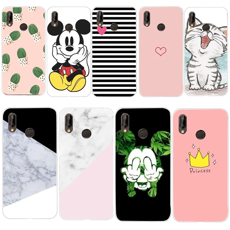 

Silicone Case Cover For Huawei P20 Lite Flower Cactus Marble Love Pattern Soft Funda Capa For p9lite mini p20 pro p smart