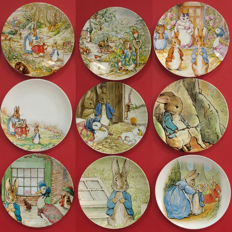 

Peter Rabbit Creative Ceramic Decorative Plate Cartoon Fruit Plate Dish Wall Hanging Plate Kids Room Home Desktop Decor Crafts