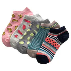 В Корейском стиле модные женские туфли Носки для девочек Harajuku Новинка хлопковые носки Для женщин красочные фрукты смешной счастливый