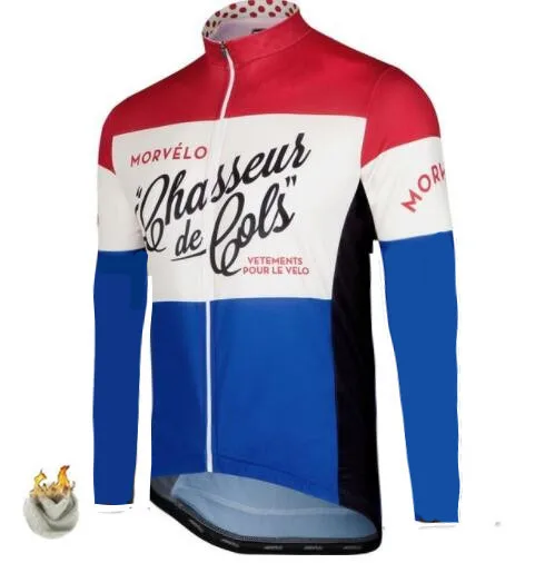 2019 Morvelo зима термальность флис для мужчин's Велоспорт Джерси с длинным рукавом
