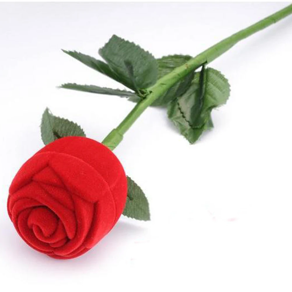 

3D Red Rose Jewelry Box Case for Proposa Wedding Ring Gift Case Earrings Storage Display Holder Gift Boxes For Earring Rings