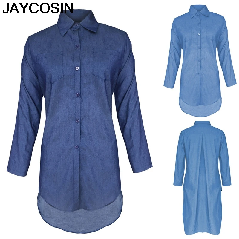 JAYCOSIN 2019 Новинка весна осень синие джинсы джинсовая футболка с длинным рукавом