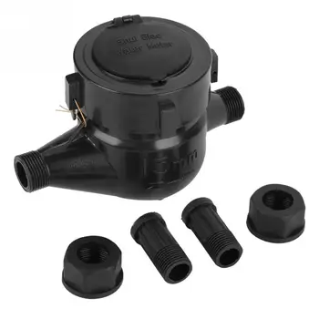 

1 Set Black DN15 Garden Home Plastic Cold Water Meter Single Water Dry Table Measuring Tool Dry Water meter