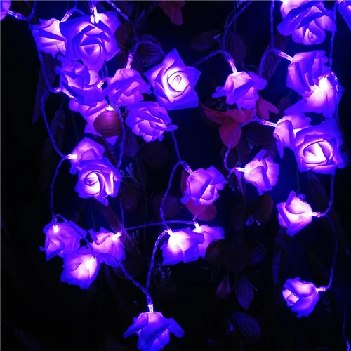 YIYANG 3 м 30 светодиодный Светодиодный светильник с розами, светодиодный фонарь с батареей АА, мероприятия Свадебная вечеринка, рождественские светильники, светодиодный светильник - Испускаемый цвет: Фиолетовый