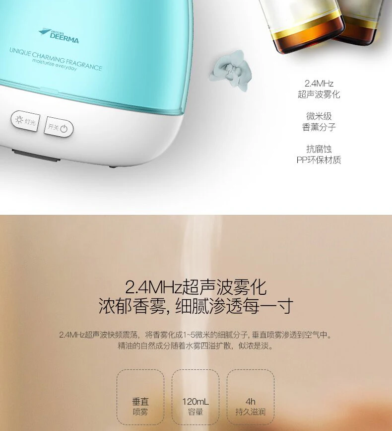 Xiaomi deerma увлажнитель воздуха Арома диффузор ароматерапия Humidificador Huile Essentiel Fogger светодиодный Изменение цвета для спа