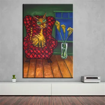 

NO FRAME handpainted cat sit down on sofa ABSTRACT Oil Painting Canvas Paints Wall Painting For Living Room Decorations