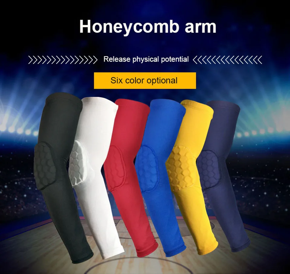 1 шт. эластичная Спортивная длинная защитный рукав для баскетбола для локтя, предплечья грелка для мужчин и женщин сотовая защита от столкновений