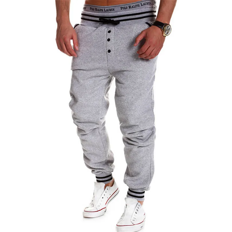 Out Door Men Pants Sportswear Sweatpants Front Button