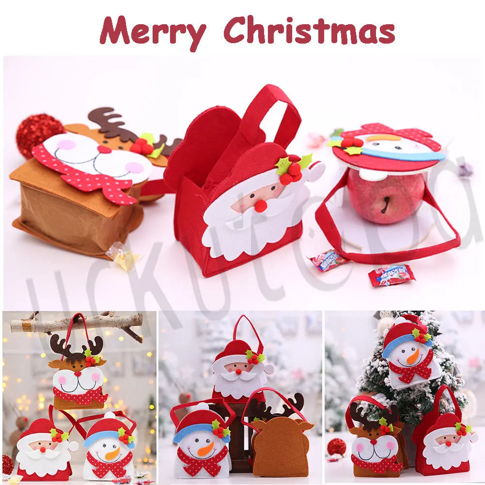 

Cute Christmas Gift Bags Candy Bag Santa Claus Snowman Elk Classic Design Christmas Tree Hangings Kid's Xmas Gift Candy Bags