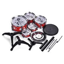 Детская джазовая барабанная установка комплект образовательное оборудование игрушка 5 барабанов+ 1 цимбал с маленьким табуретом барабанные палочки для детей подарок