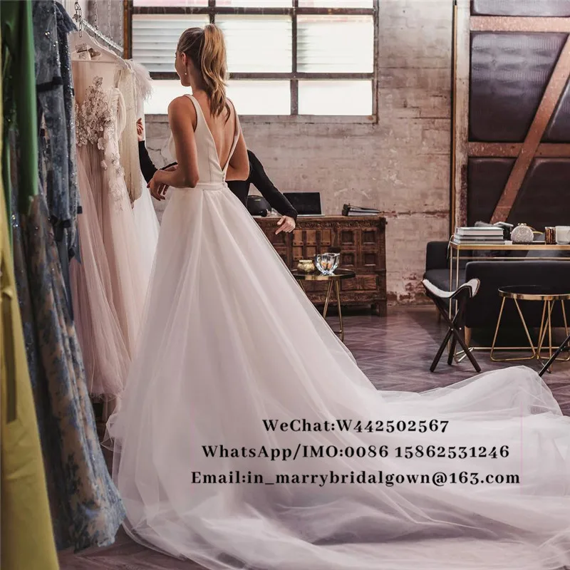 Скромный плюс размеры Boho пляжные свадебные платья 2019 линия Дешевые Длинные Тюль страна греческий Свадебные платья Vestido De Novia