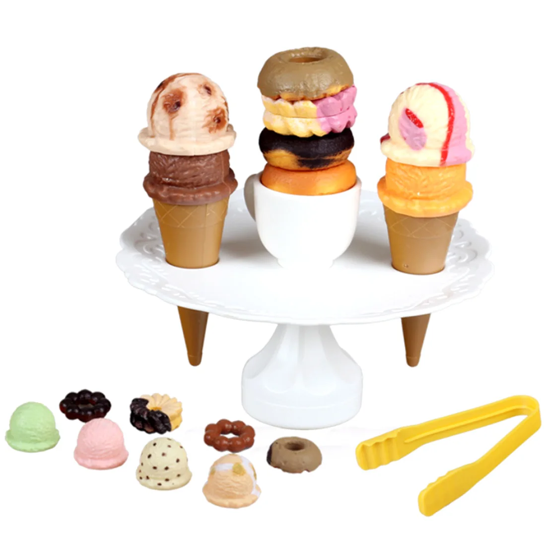 

20Pcs Children Pretend Play Donut Layered Stack Toy Ice Cream Afternoon Tea Playset Kids Girls Kitchen Pretend Play Set 2019