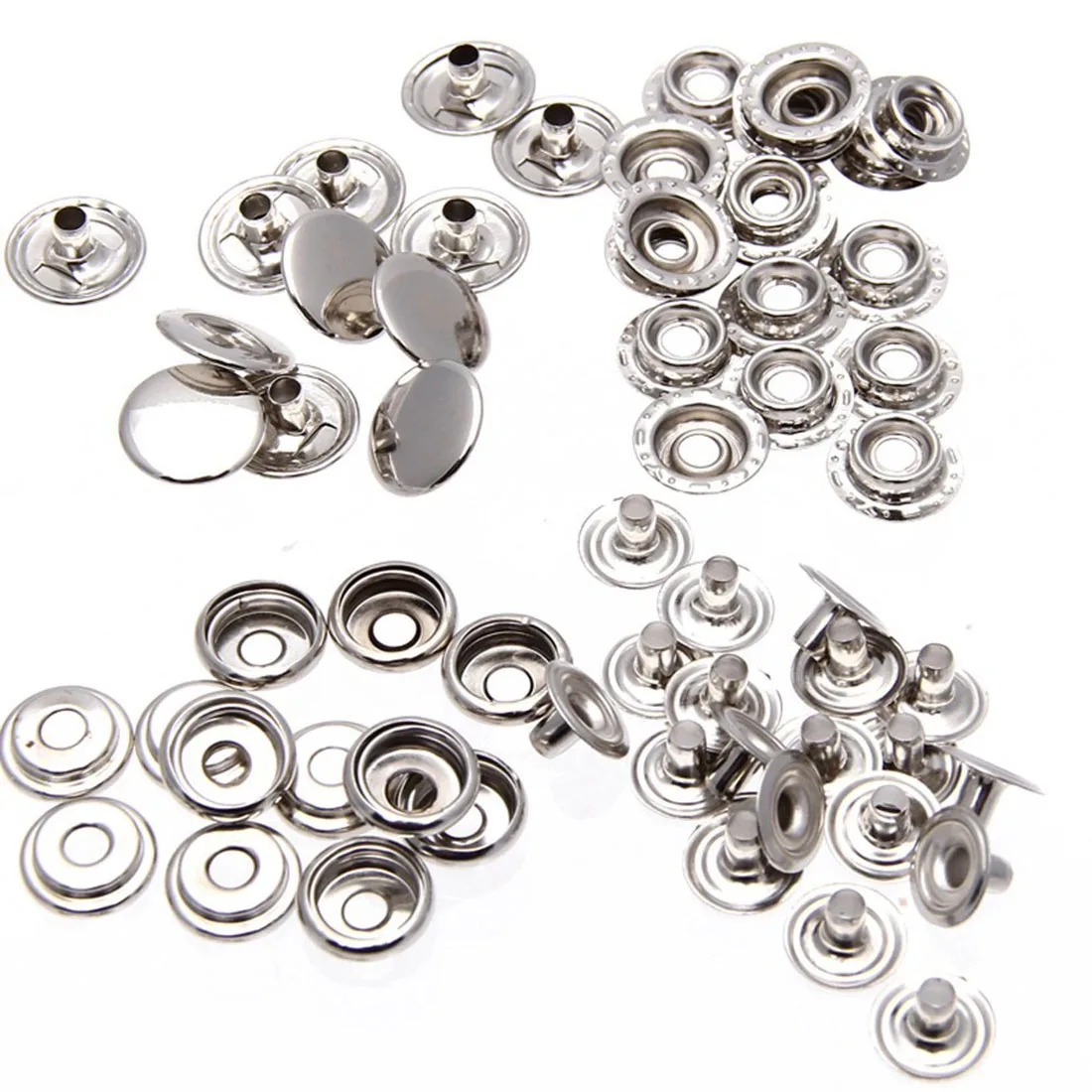 50pcs/set Metal Sewing Press Studs Buttons Snap Fastener Clothes Coat