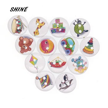 

SHINE Brand 50Pcs/Lot Round Wooden Buttons Children Toys 15mm Mixed Random DIY Craft Scrapbooking Sewing Accessories W10047