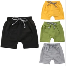 Emmaaby/Повседневные однотонные свободные шорты с завязками для маленьких мальчиков и девочек, 2 цвета свободные брюки