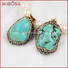 BOROSA gris piedra azul cielo Druzy colgante cuentas circonita pavimentada CZ druzy cuentas moda vintage JAB155