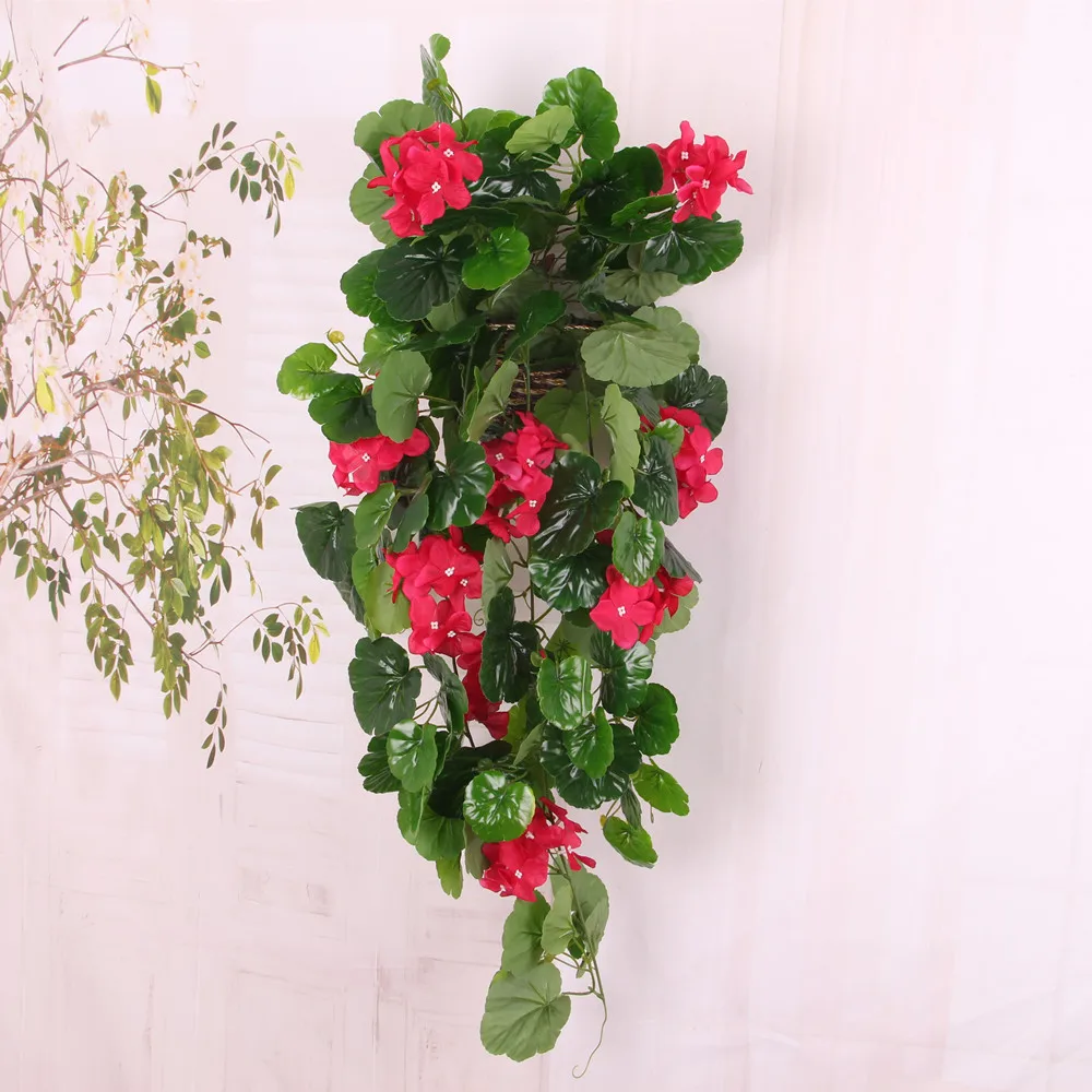 1xArtificial Crabapple Flower Leaf Home Party Wedding Hanging Decor-Rose Red