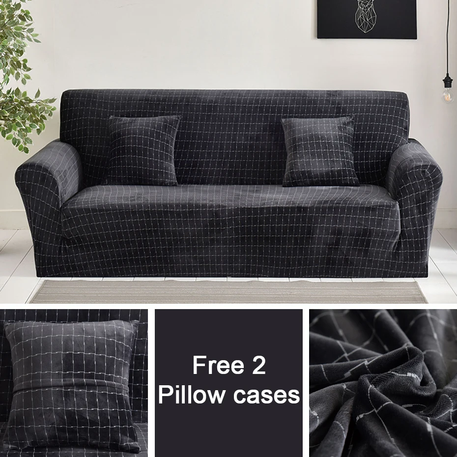 

Free 2 pillow cases Flannel fabric sofa Covers thick sofa cover Slipcovers bench Covers seat cover Elastic stretchy for home