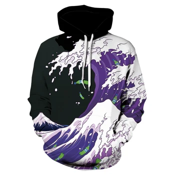 

Purple wave personalized print print sweatshirt hoodie for men and women, 3d brand apparel hoodie print for hats