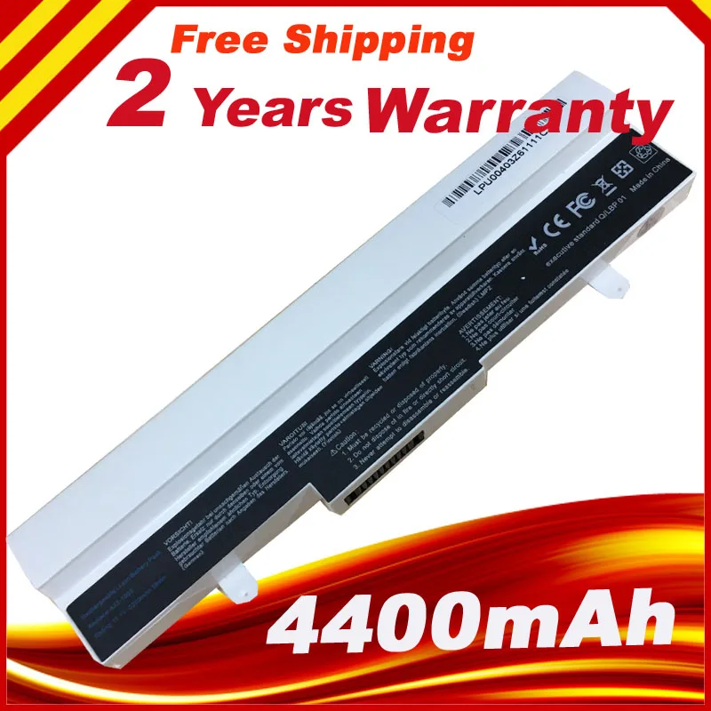 White 4400mAh Laptop font b Battery b font for Asus Eee PC EEEPC 1001HA 1001PX 1005