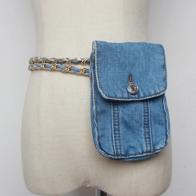 Annmouler модная женская поясная сумка синяя регулируемая поясная сумка джинсы маленькая поясная сумка модный чехол для телефона для девочек