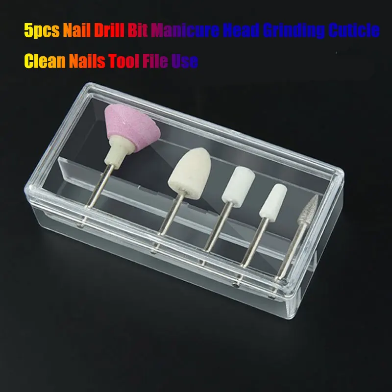 

5pcs Nail Drill Bit Manicure Head Grinding Cuticle Clean Nails Tool File Use Nail Polish Remover