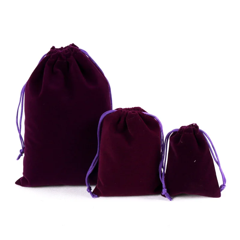 50 шт. 13x18 см бархатные сумочки мешочки с завязками ювелирные изделия дисплей контейнер для бисера сумки для хранения свадьба день рождения подарок на праздник сумки - Цвет: Фиолетовый