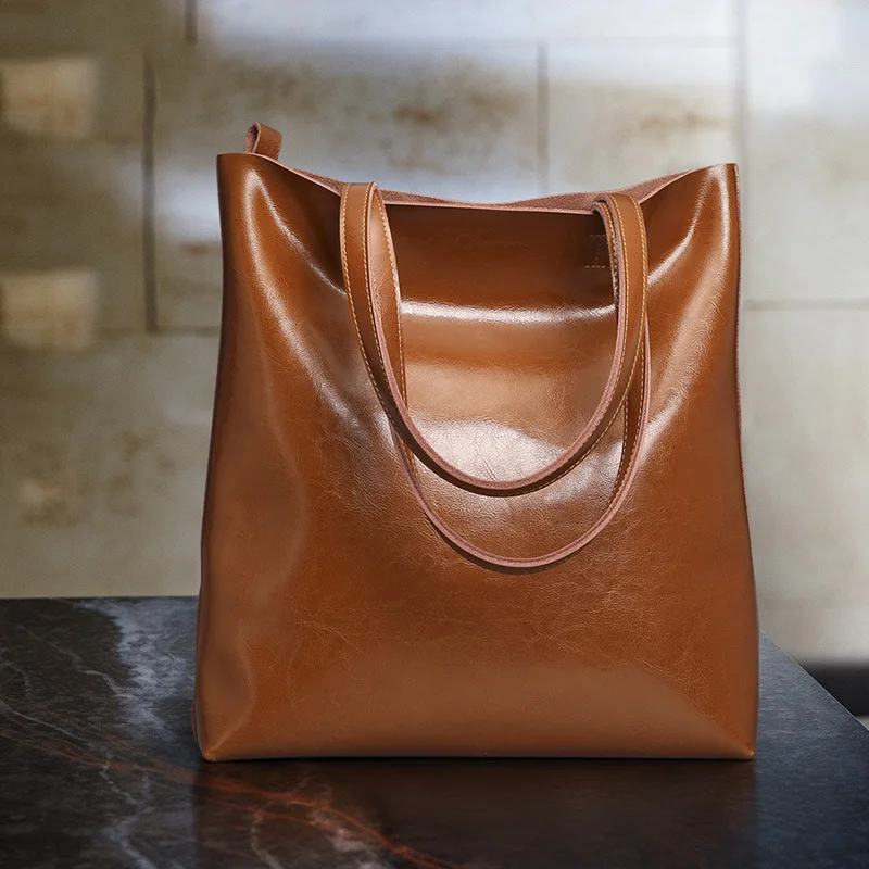 

Brand Luxury Real Cow Leather 2019 Designer Women Leather Strap Bag Female Shoulder Bag Women shopping Handbags Bucket Big