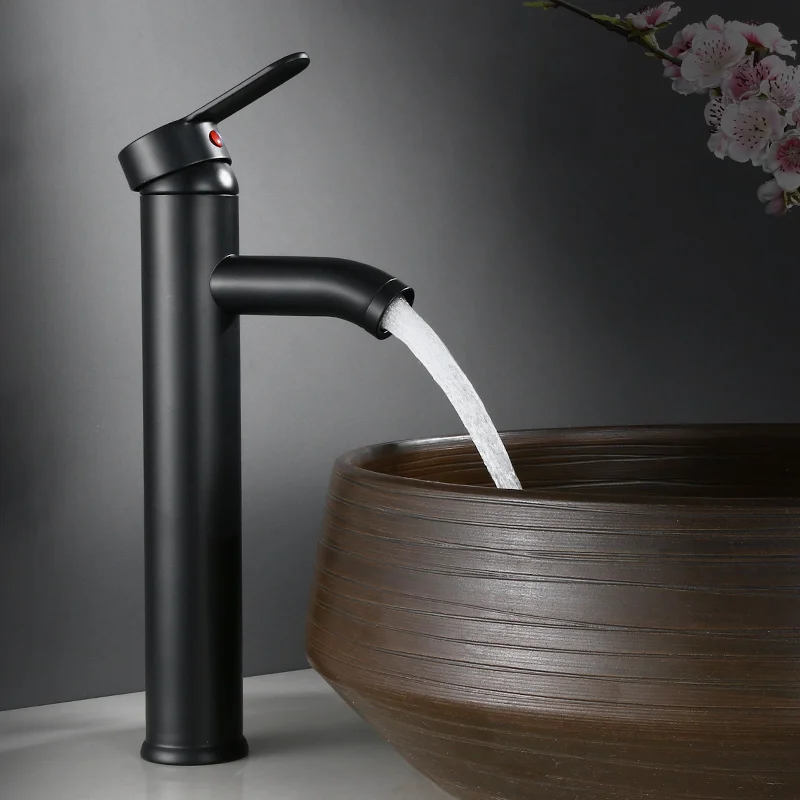  Basin Faucets Modern Matte Black Basin Mixer Tap Stainless Steel Faucet Single Handle Deck Sink Water Crane for Bathroom 