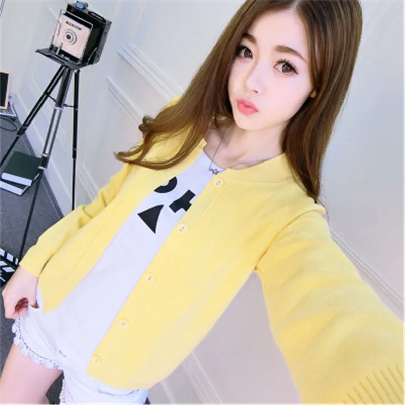 

8 Colors Knitted Cardigan Women 2019 Spring Autumn Long Sleeve Loose Women Sweater White Black Blue Pink Cardigan Female D054