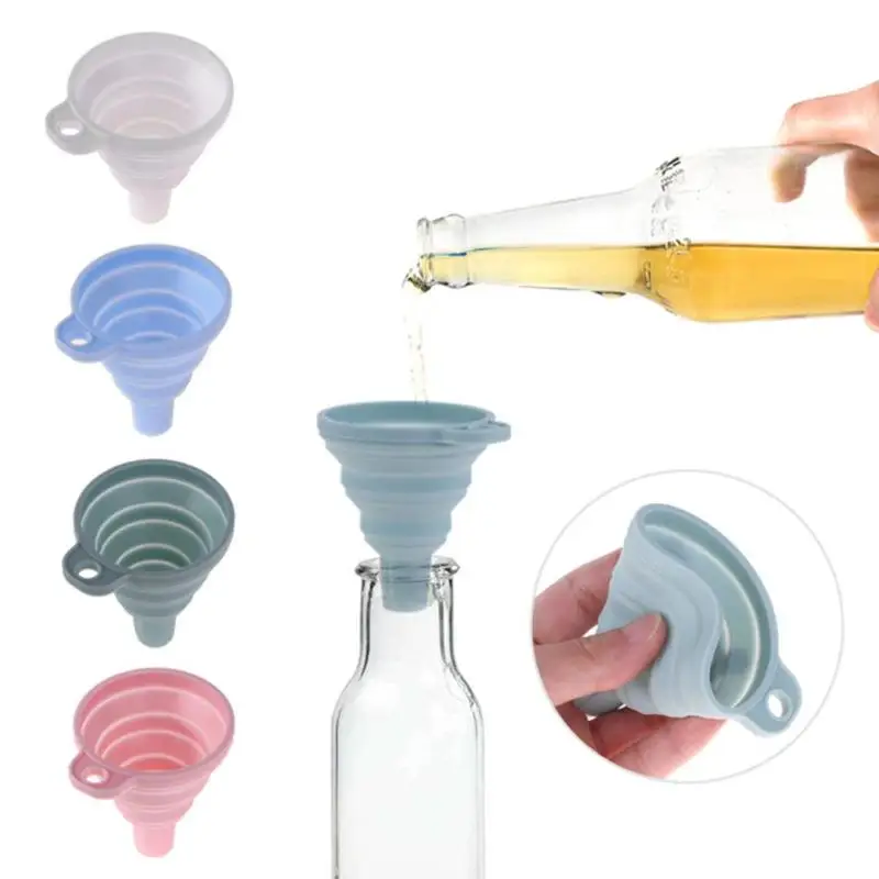 

Protable Mini Silicone Foldable Funnel Hopper Collapsible Style Kitchen Cozinha Cooking Tools Accessories Gadgets Specialty Tool