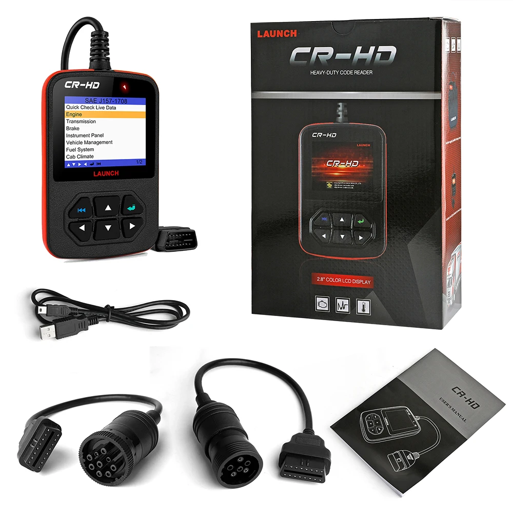Car Truck OBD2 Scanner Heavy Duty Truck Automotive 2 in 1 DPF Oil Reset  CR-HD Fault Diagnostic Code Reader Tool w/ Color Screen