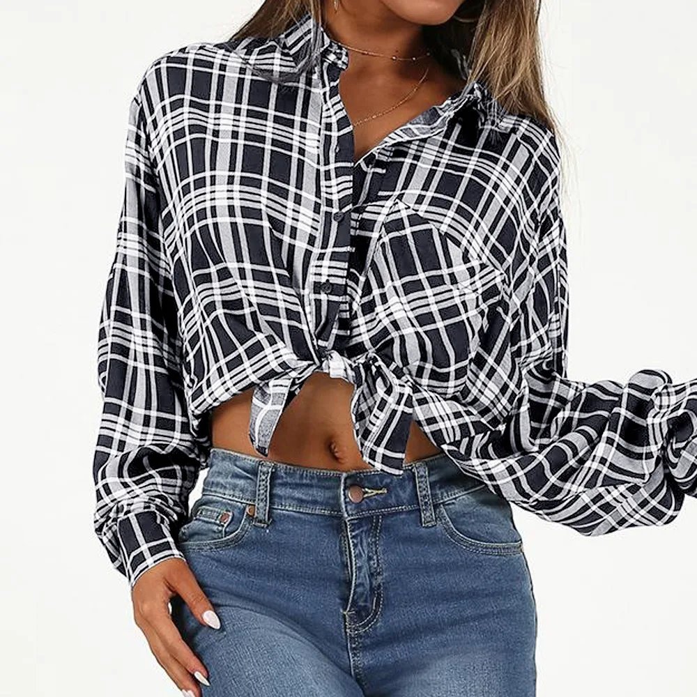MEZETIHE Fashion Korean Women Chiffon Tops Long Sleeve Shirt Plus Size Oversized Plaid Womens and Blouses Office Wear |