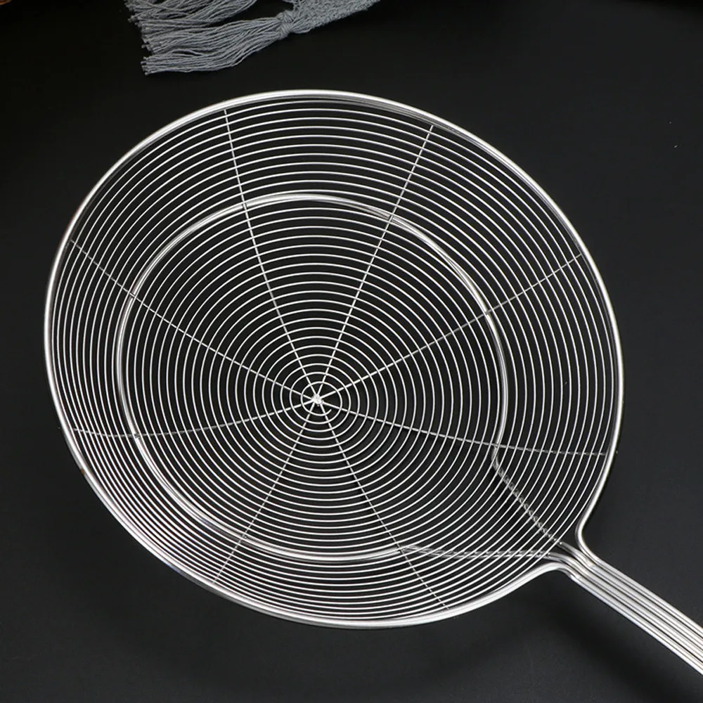Нержавеющая сталь Твердые сетчатый фильтр скиммер ковш с ручка кухонный инструмент дропшиппинг