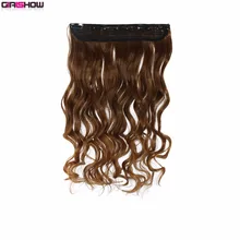 Girlshow 5 клипы в Синтетические пряди для наращивания волос средней длины волнистые парики принято широкий утка softy Чистая 2" 130 г, 10 шт./лот