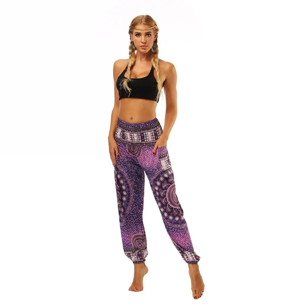 TL005- Purple galaxy floral wide leg loose yoga pant leggings (3)