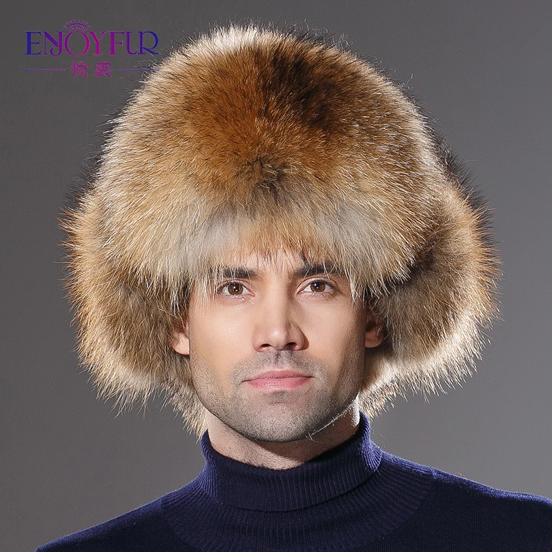 Najtaniej Męskie zimowe futro kapelusz prawdziwej skóry bomer futro kapelusz dla mężczyzn ucha chronić futro szopa czapka gruba ciepła dobrej jakości czapka zimowa