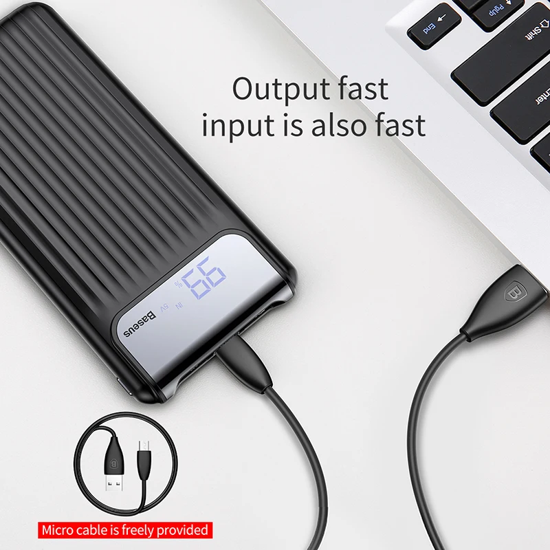 Baseus 10000mAh LCD Quick Charge 3.0 Dual USB Power Bank For iPhone X 8 7 6 Samsung S9 S8 Xiaomi Powerbank Battery Charger QC3.0