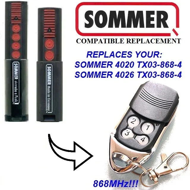 Sommer гаражной двери 868 МГц для замены SOMMER 4020 TX03-868-4 4026 TX03-868-4 пульт дистанционного управления