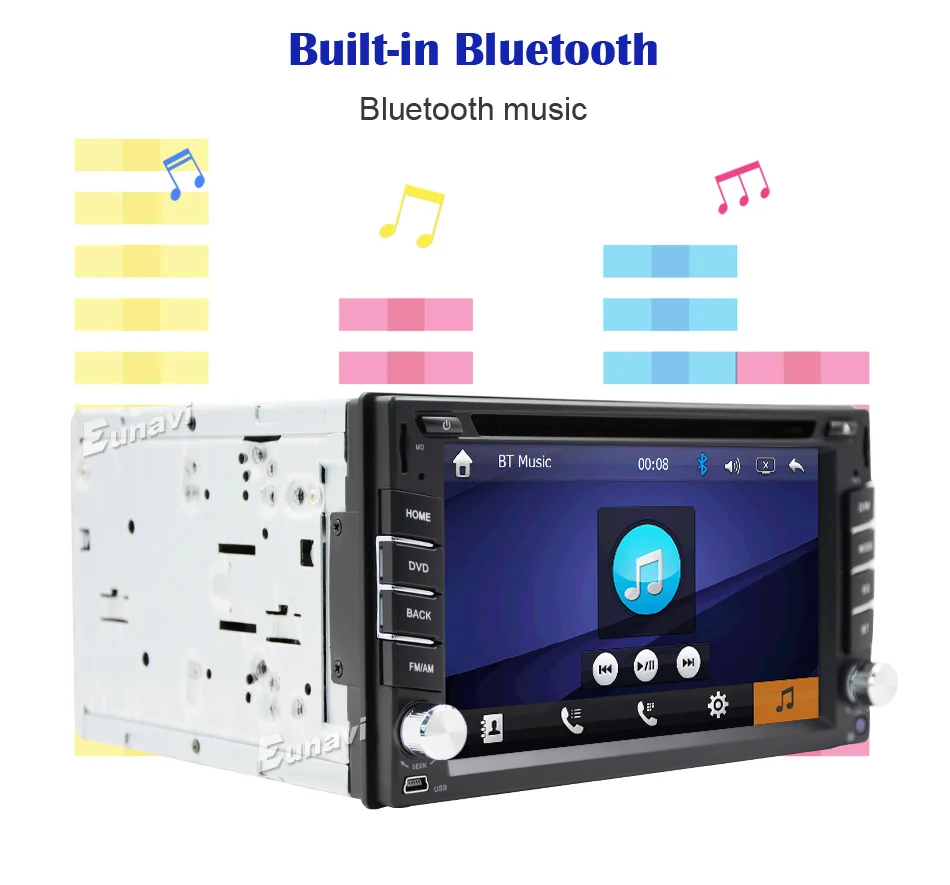 Perfect 2019 New Eunavi 2 Din Car Dvd Bluetooth Usb/tf Fm Aux Input Radio Mp5 Player Multimedia Entertainment With Hd Rear View Camera 5