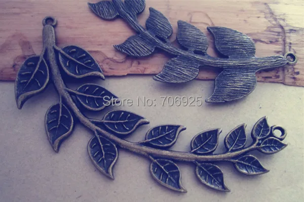 

8pcs/lot Antique bronze leaves necklace pendant charm 28mmx85mm