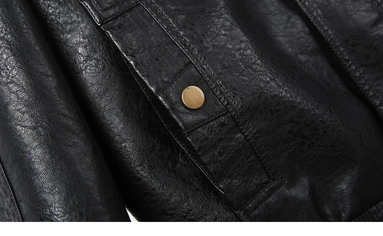 MANTLCONX Winter New Motorcycle Biker Bomber Leather Jacket Men Stand Collar PU Jacket Men Thick Leather Jacket Coats M-6XL