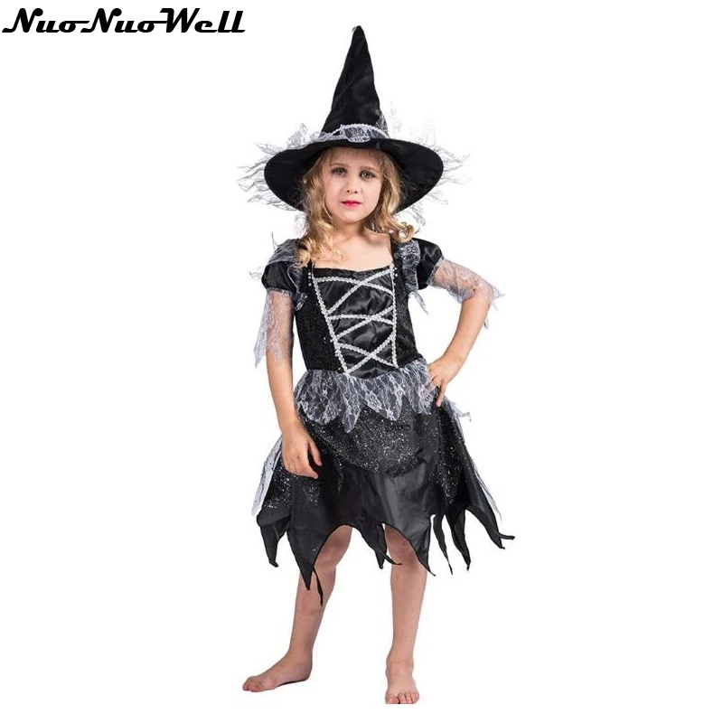 Halloween Children Black Witch Dress Girl Fancy Dress Fantasia Infantil ...