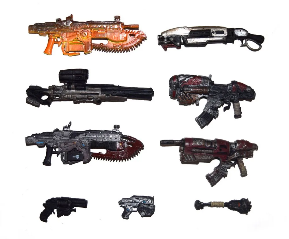 Lot of 9 NECA GoW Gears of War Weapon Gun Lancer Hammerbust Grenade