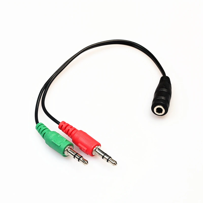 Rankman 10pcs Splitter AUX Cable 2 Male to 1 Female with Mic 3.5 Jack Extension Audio Cable for Speaker Phone Car Earphone